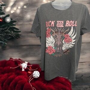 Rock and Roll Graphic T-Shirt - Gray
